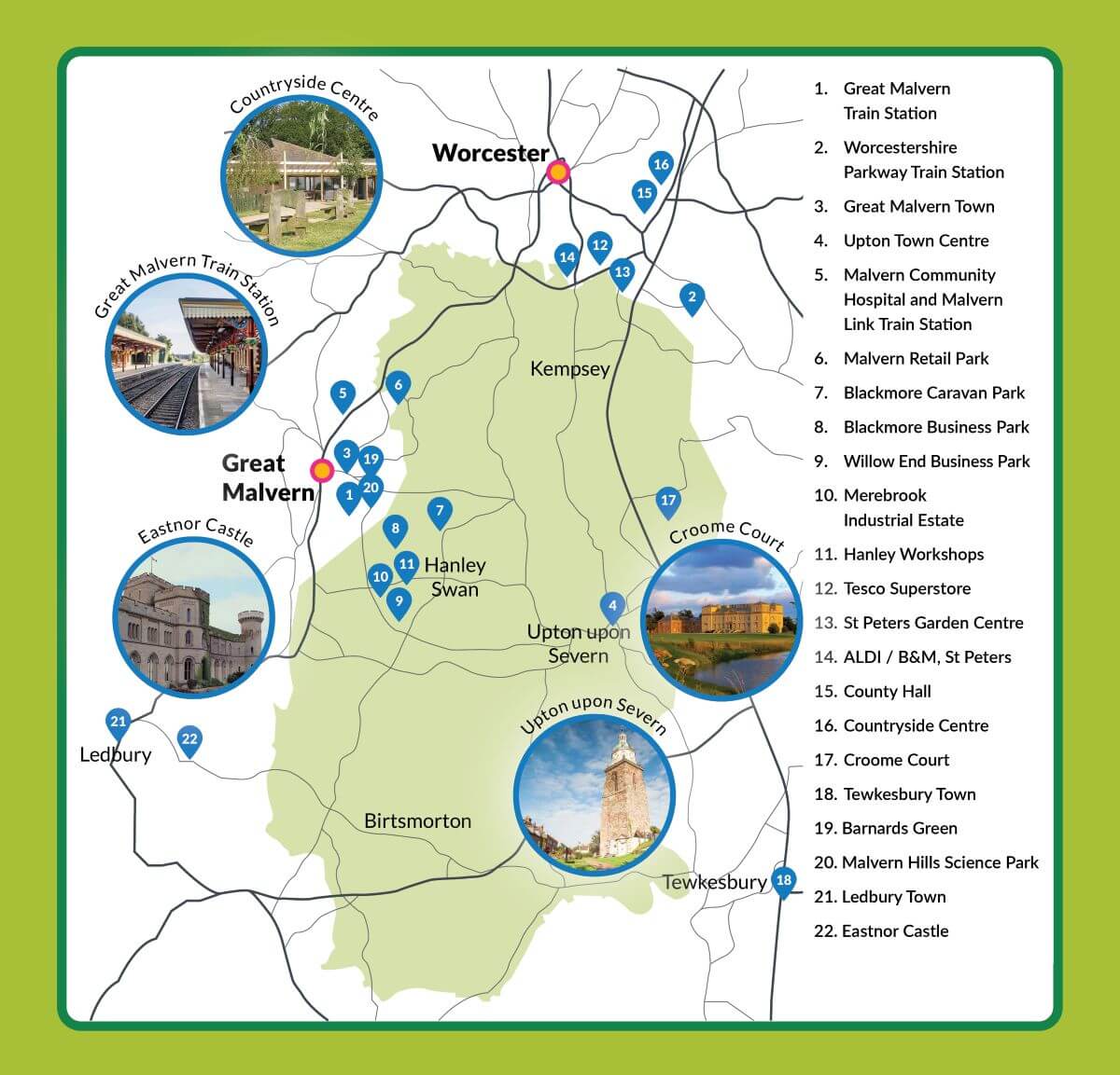 A map of The Malverns