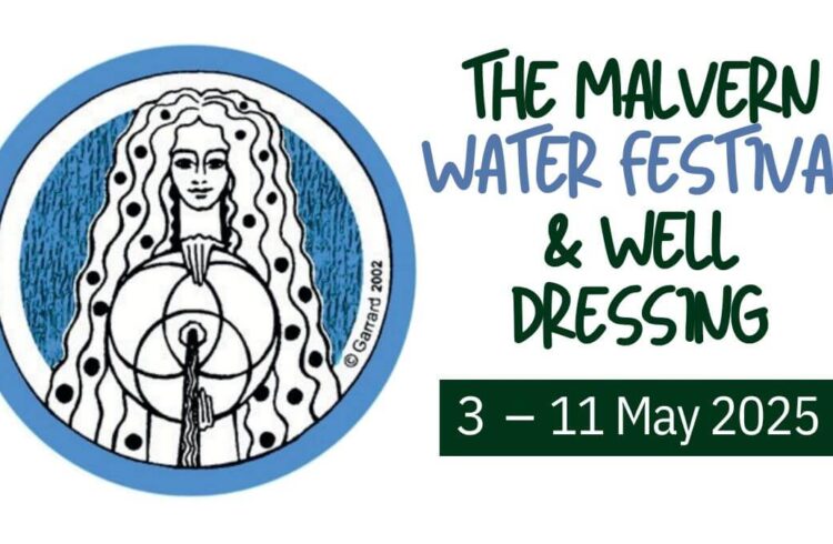 Malvern Water Festival logo with image by Rose Garrard