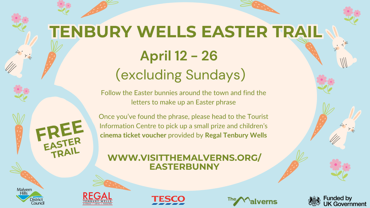 Cartoon Easter bunny trail advertisement